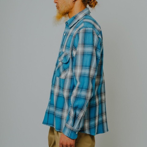 【BIG MIKE】HEAVY FLANNEL SHIRTS / SAX×BRN×WHT