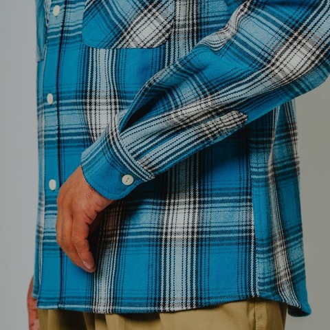 【BIG MIKE】HEAVY FLANNEL SHIRTS / SAX×BRN×WHT