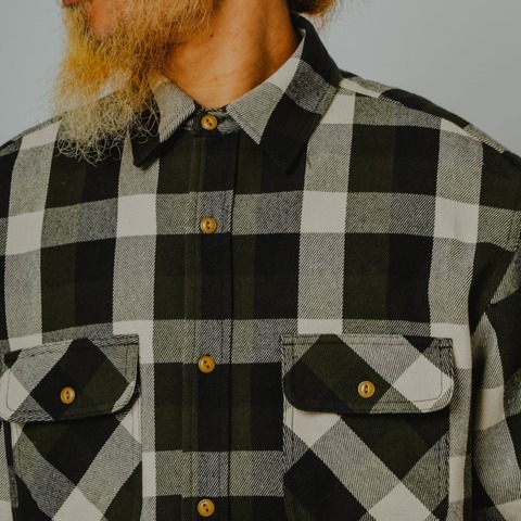 【BIG MIKE】HEAVY FLANNEL SHIRTS / OFF×OLV×BLK