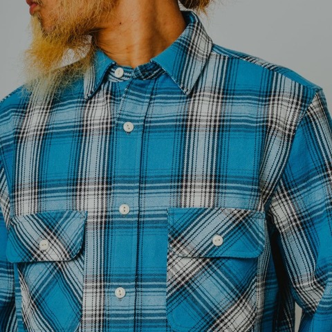 【BIG MIKE】HEAVY FLANNEL SHIRTS / SAX×BRN×WHT