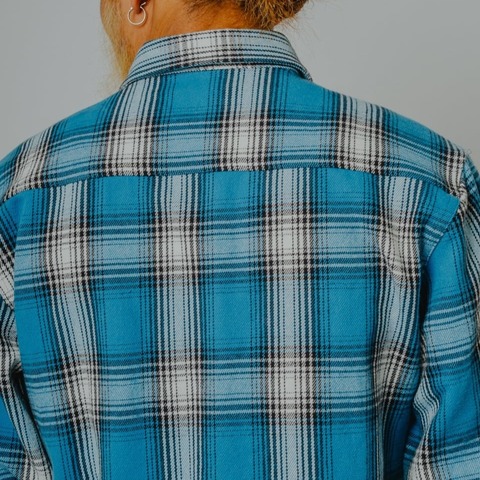 【BIG MIKE】HEAVY FLANNEL SHIRTS / SAX×BRN×WHT