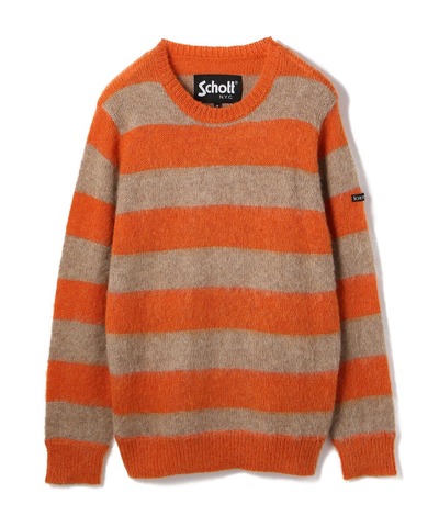 【SCHOTT】MOHAIR BORDER CREW KNIT