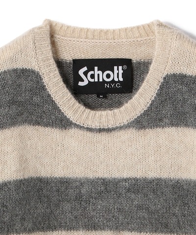 【SCHOTT】MOHAIR BORDER CREW KNIT