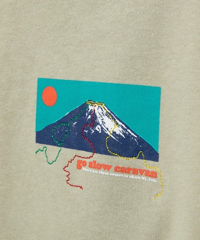 【go slow caravan】超ヘビーUSA/C 富士山ルート刺繍 ロングスリーブTEE