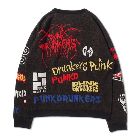 【PUNK DRUNKERS】ロゴいろいろニット