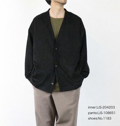 【LiSS】FAKE SUEDE DOUBLE KNIT COLLARLESS JKT