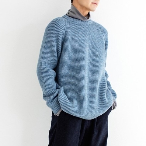 【Kerry Woollen Mills】FISHERMAN RIB CREW NECK SWEATER