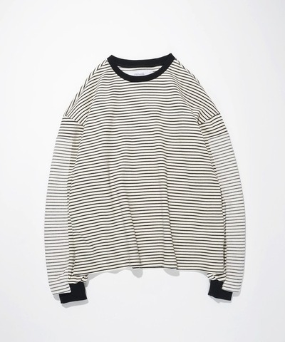 【SUPERTHANKS】KNITCUT BORDER PATCH BIC LONG T-SHIRT