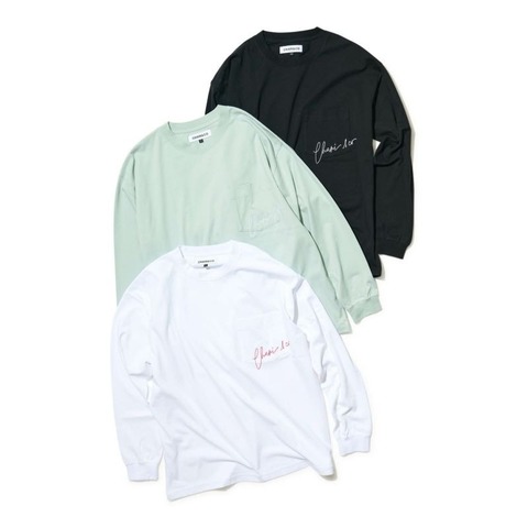 【CHARI＆CO】EMBROIDERY SCRIPT ON PKT L/S TEE