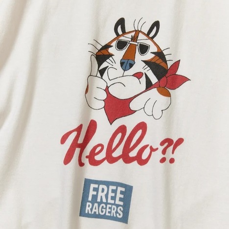 【FREE RAGE】”Hello?!” リサイクルコットンリンガーTee