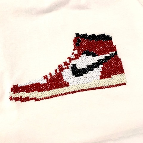 【O.K.】AJ1 CROSS STITCH L/S TEE