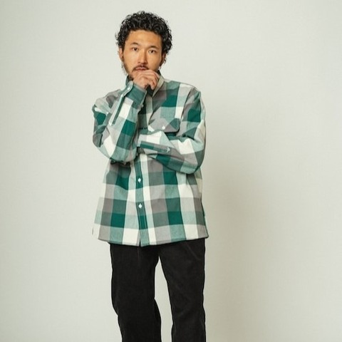 【BIG MIKE】HEAVY FLANNEL SHIRTS / GRN×WHT×GRY