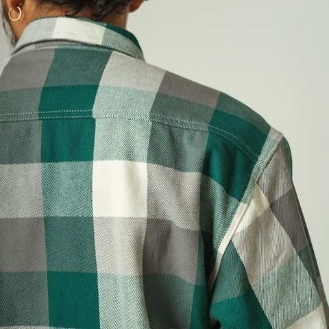 【BIG MIKE】HEAVY FLANNEL SHIRTS / GRN×WHT×GRY