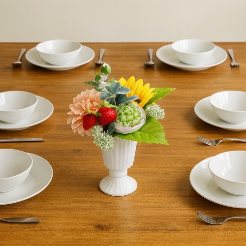 光触媒造花フラワーアレンジの設置イメージ画像（食卓）