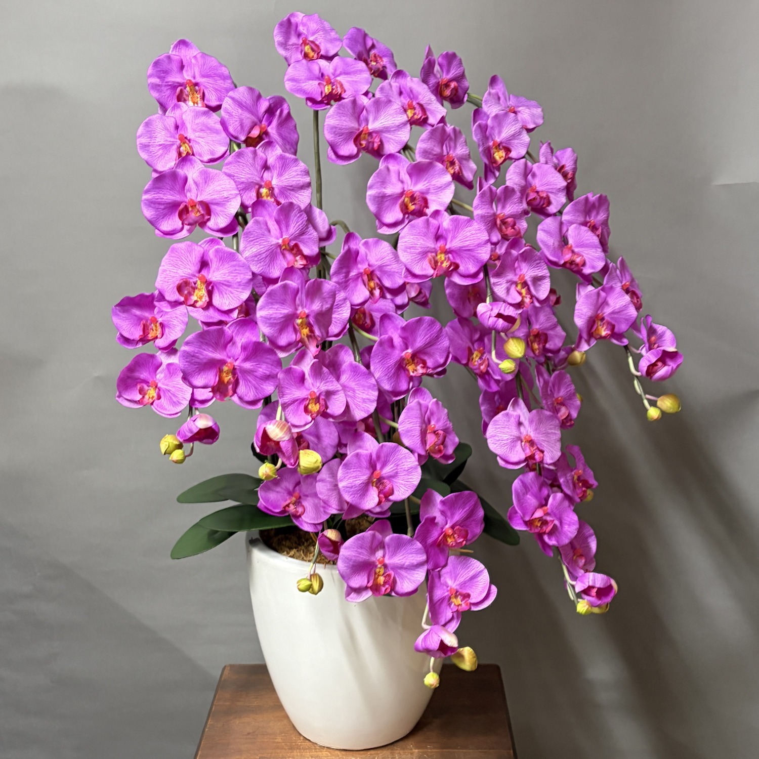 光触媒造花胡蝶蘭l5本立ち(濃いピンク)W15Mの右斜め前