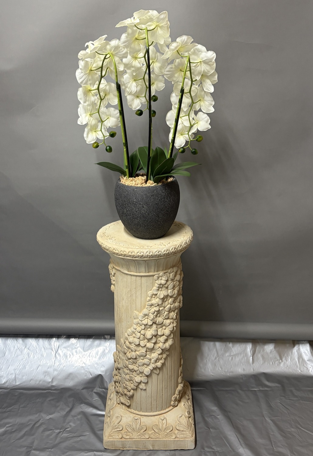 光触媒造花胡蝶蘭(type3)M3F白・花台付きの後ろ側
