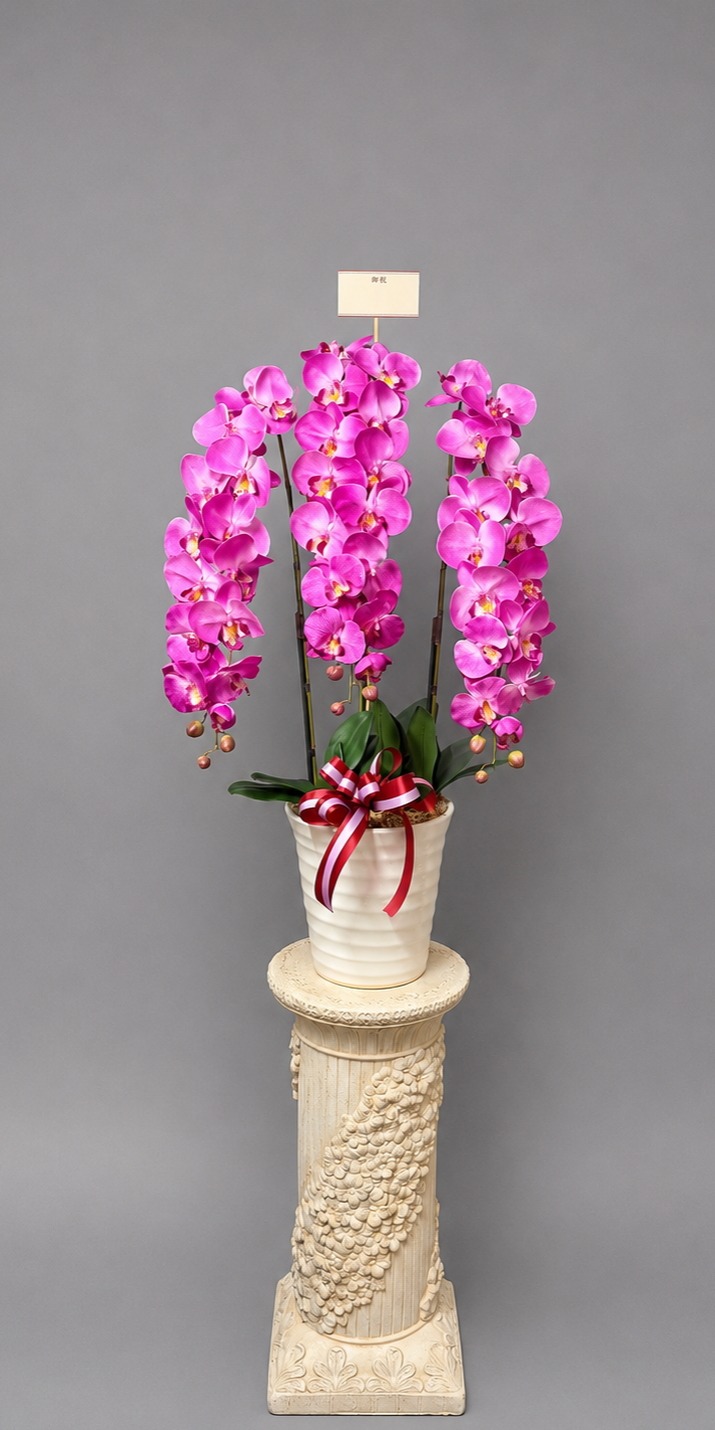 カード付きの光触媒造花胡蝶蘭type2・ラージ3本立ち(ピンク)・花台sp付のイメージ画像