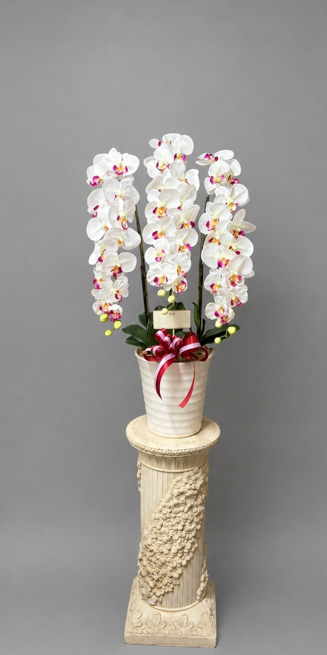 カード付きの光触媒造花胡蝶蘭type2・ラージ3本立ち（ピンク）・花台sp付のイメージ画像