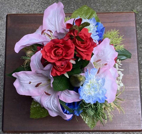 素晴らしい品質 バラ・百合MIXアレンジ 造花 (高90cm×幅55cm)光触媒