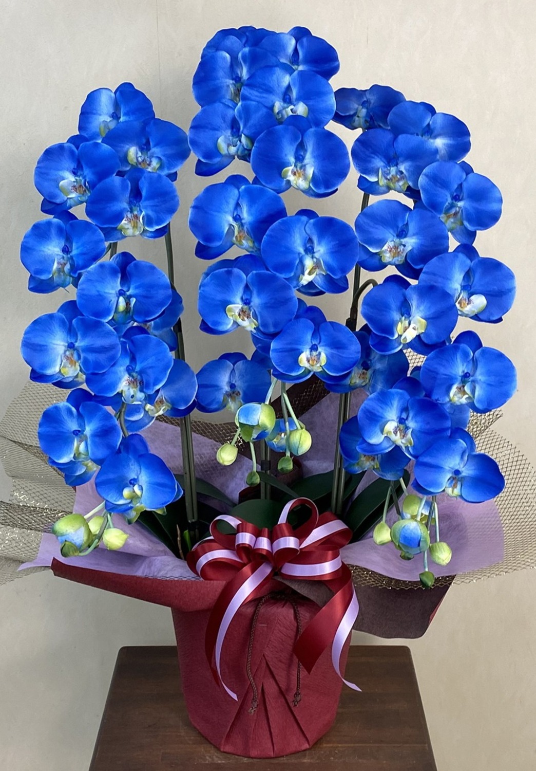 光触媒 造花 胡蝶蘭 大型 3本立ち ロイヤルブルー | 移転祝い 開店祝い