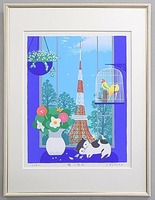 版画 3347　憩の窓辺B  吉岡浩太郎