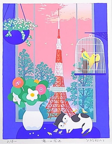 版画 3346　憩の窓辺A   吉岡浩太郎