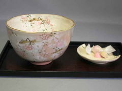 清水焼　京の春　抹茶碗