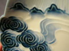 波佐見焼　林九郎窯　富士型雲海山水和皿揃い