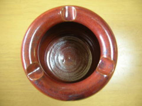 清水焼　嘉邦窯　柿釉火鉢型灰皿