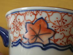 清水焼　陶遊窯　帯雲錦（赤）マグカップ