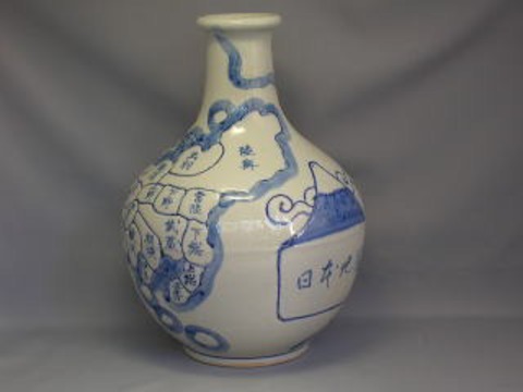 信楽焼　壺九郎陶房　日本地図瓶