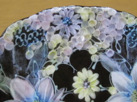 瀬戸焼　工房ゆずりは　彩白絵花兼用碗皿