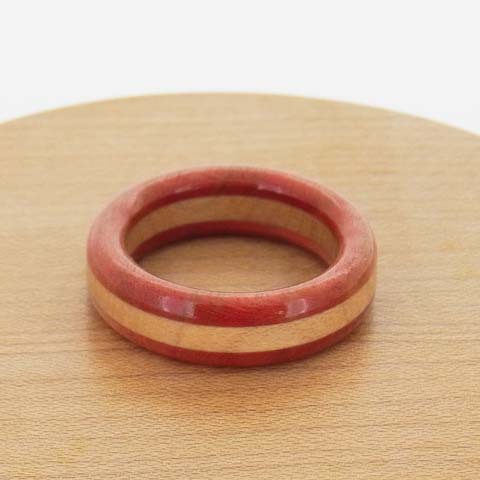 木製指輪　ピンクアイボリー