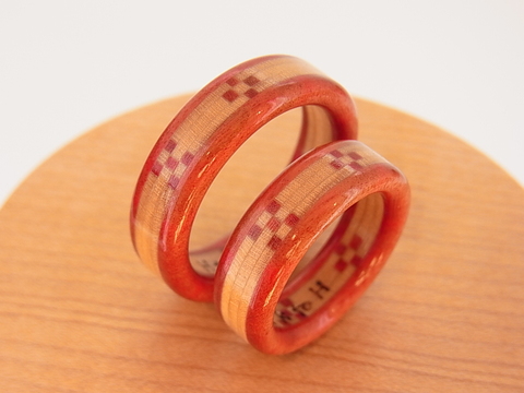 沖縄ミンサー織の木の指輪