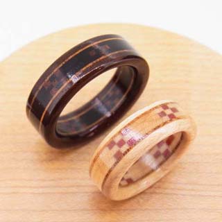 ミンサー織の木の指輪